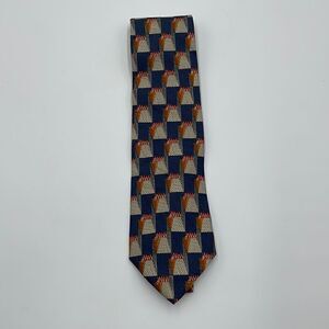 Blue and orange 100% silk omaggio necktie